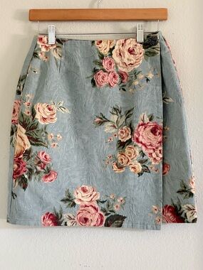 HENRY & HARVIE Vintage Cabbage Rose Tapestry Floral 100% Cotton Wrap Skirt | M